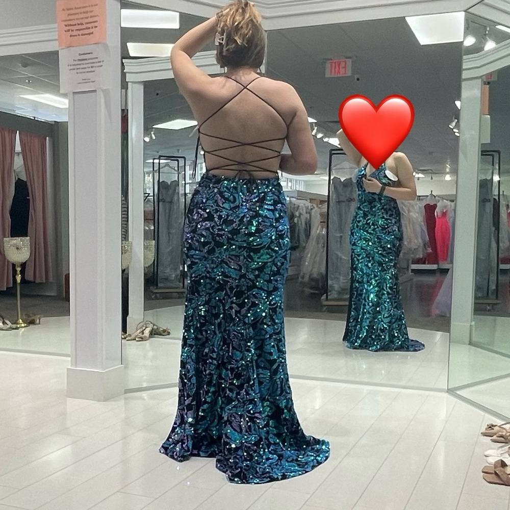 Blue/Purple Backless Prom Dress